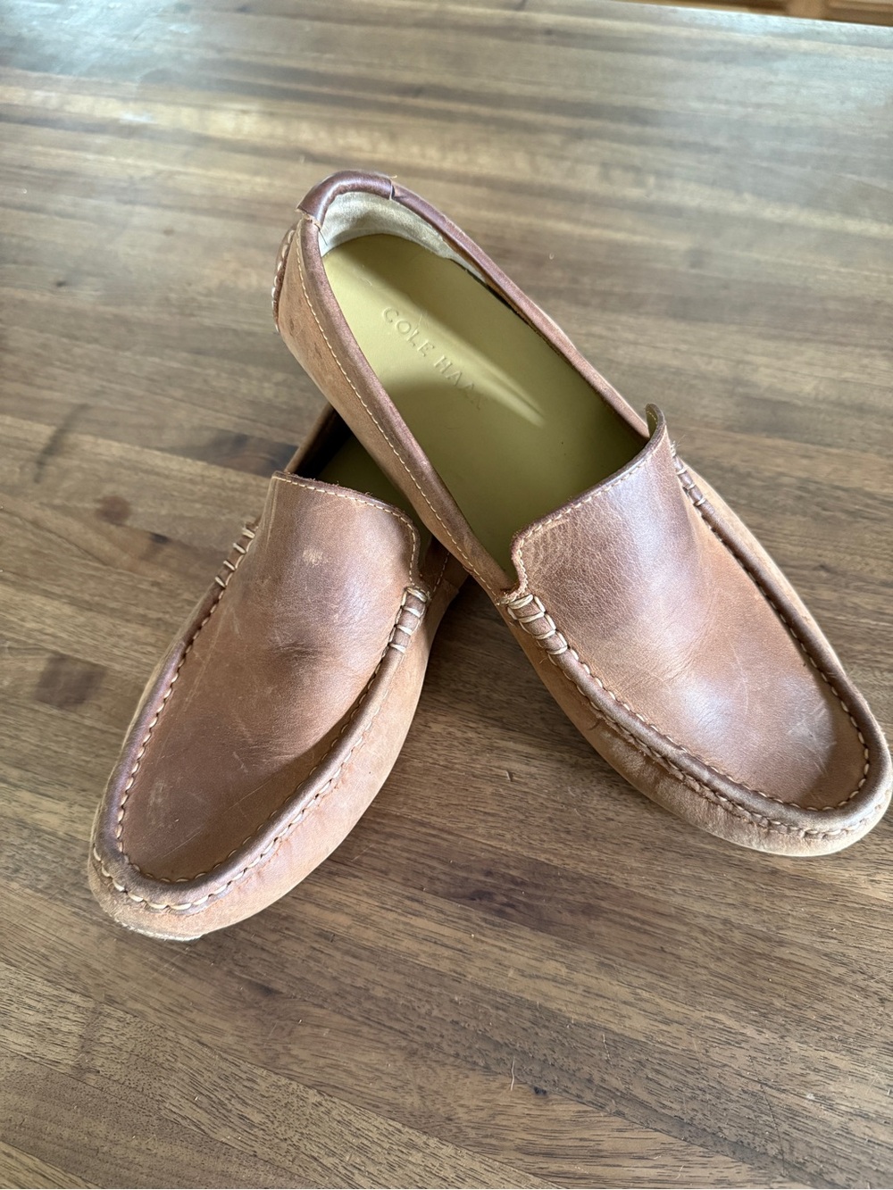 Cole Haan Tan Leather Slip-On Loafers